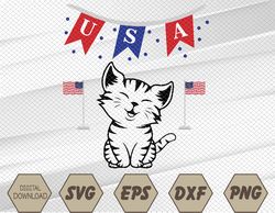 usa cat american flag svg, eps, png, dxf, digital download