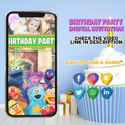 birthday video invitation, party labels, video invitation, invitacion animada