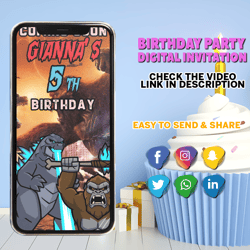 birthday party video invitation, video invitation, birthday invite, animated, digital invitation, invitacion