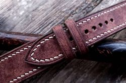 chocolate brown italian maya leather handmade watch strap