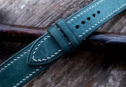 turquoise green italian maya leatherhandmade watch strap