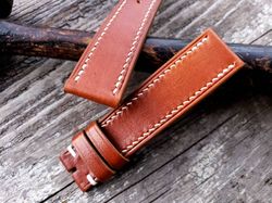 chestnut brown italian vegtan leather handmade watch strap