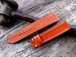 orange italian vegtan leather handmade handmade watch strap