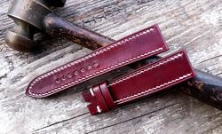 bordeaux italian vegtan leather handmade watch strap