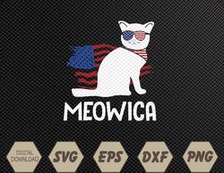 Patriotic Cat Meowica 4th of July Funny Kitten Lover Svg, Eps, Png, Dxf, Digital Download