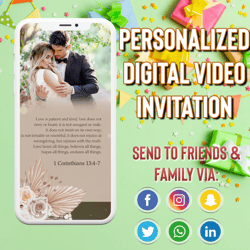 multi-page luxury white gold wedding video invitation, save the date animated video invitation, video evite, wedding car