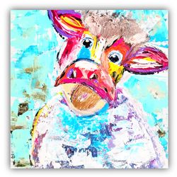 cow painting animal original art cow wall art small painting original artwork