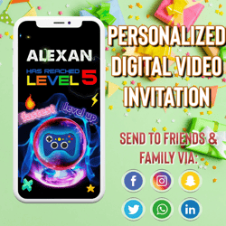 video game birthday invitation, gaming party invitation, video game invitation, video gamer digital party evite, video g