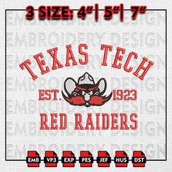 ncaa texas tech red raiders embroidery files, ncaa embroidery designs, texas tech red raiders machine embroidery pattern