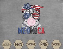 Patriotic Cat Meowica Bubblegum 4th of July Funny Cat Lover Svg, Eps, Png, Dxf, Digital Download