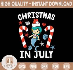 christmas in july cute mermaid svg, christmas in july svg clipart, instant download