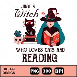 loves cats and reading halloween png digital download, sublimation design