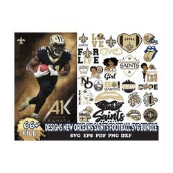 66 Designs New Orleans Saints Football Svg Bundle, Sport Svg