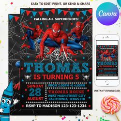 spiderman invitation, far from home invitation, spiderman party, spiderman birthday, super hero invitaion