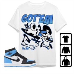 aj 1 university blue toe unisex t-shirt, tee, sweatshirt, hoodie, got em spot, shirt to match sneaker