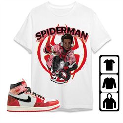 aj 1 spiderman across the spider-verse unisex t-shirt, tee, sweatshirt, hoodie, spiderman miles, shirt to match 1s next