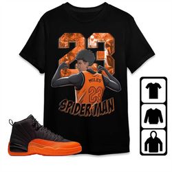 aj 12 brilliant orange unisex t-shirt, tee, sweatshirt, hoodie, miles number 23, shirt to match sneaker