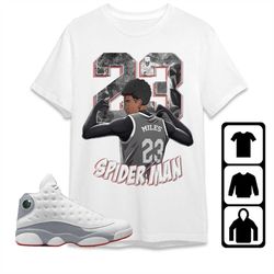 aj 13 wolf grey unisex t-shirt, tee, sweatshirt, hoodie, miles number 23, shirt to match sneaker