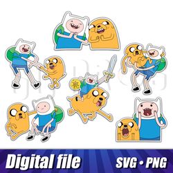 adventure time svg png clipart, cricut adventure time image, sticker bundle for print, finn and jake vector svg cut file