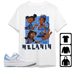 aj 2 low university blue unisex t-shirt, tee, sweatshirt, hoodie, melanin sisters, shirt to match sneaker