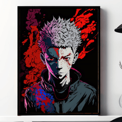 jujutsu kaisen pop art wall print art, anime art, printable wall art, digital art download