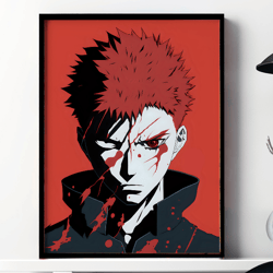 jujutsu kaisen pop art wall print art, anime art, printable wall art, digital art download