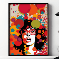 girl portrait pop art, digital prints wall art, pop culture wall art, digital art download