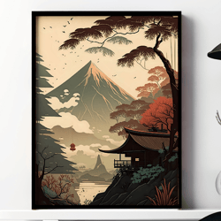 japanese landscape wall art, digital prints wall art, printable wall art digital download