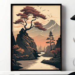 japanese landscape wall art, digital prints wall art, printable wall art digital download