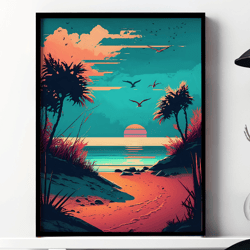 beach landscape wall art, digital prints wall art, printable wall art