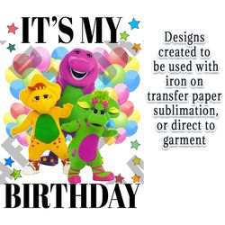 barney birthday digital download png file bday image printable party shirt iron on diy transfer design jpeg and friends