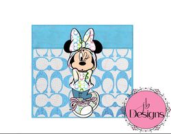 Minnie Mouse light blue Coach Designer handbag Sublimation tumbler wrap PNG 20oz and 30oz