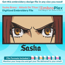 sasha braus from attack on titan embroidery design file