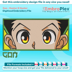 gon from hunter x hunter embroidery design file