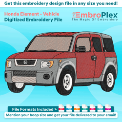 honda element from vehicle embroidery design file