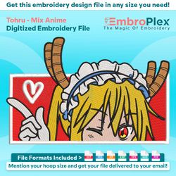 tohru embroidery design file (anime-inspired)