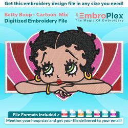 betty boop from cartoon mix embroidery design file
