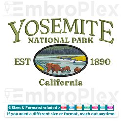 vintage yosemite bear & mountains embroidered patch: est 1890