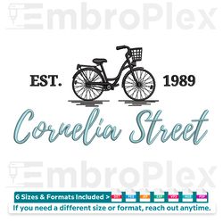 nostalgic cornelia street bike embroidery design