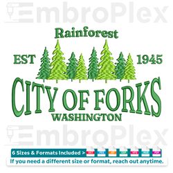 city of forks washington logo embroidery design