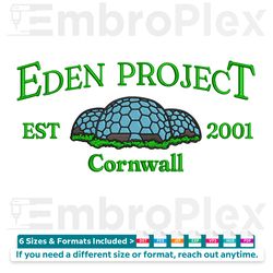 eden project cornwall embroidery logo design