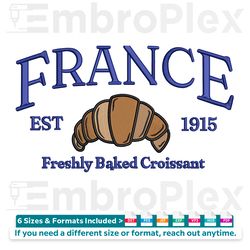 france logo and croissant machine embroidery design