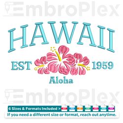 hawaii aloha logo embroidery design