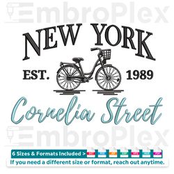 cornelia street-inspired new york city bike embroidery design