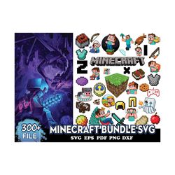 300 Minecraft Bundle Svg, Minecraft Svg, Game Svg