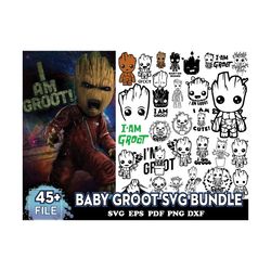 45 files baby groot svg bundle, baby groot svg