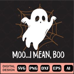 boo halloween funny ghost design, moo i mean boo svg svg, cow halloween funny svg, funny ghost halloween svg, ghost svg