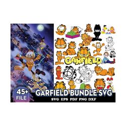 45 Files Garfield Bundle Svg, Garfield Svg, Cartoon Svg