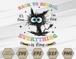 funny black cat back to school for teachers boys girls kids svg, eps, png, dxf, digital download