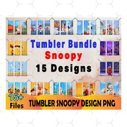 15 snoopy tumbler png bundle, snoopy png, tumbler sublimation